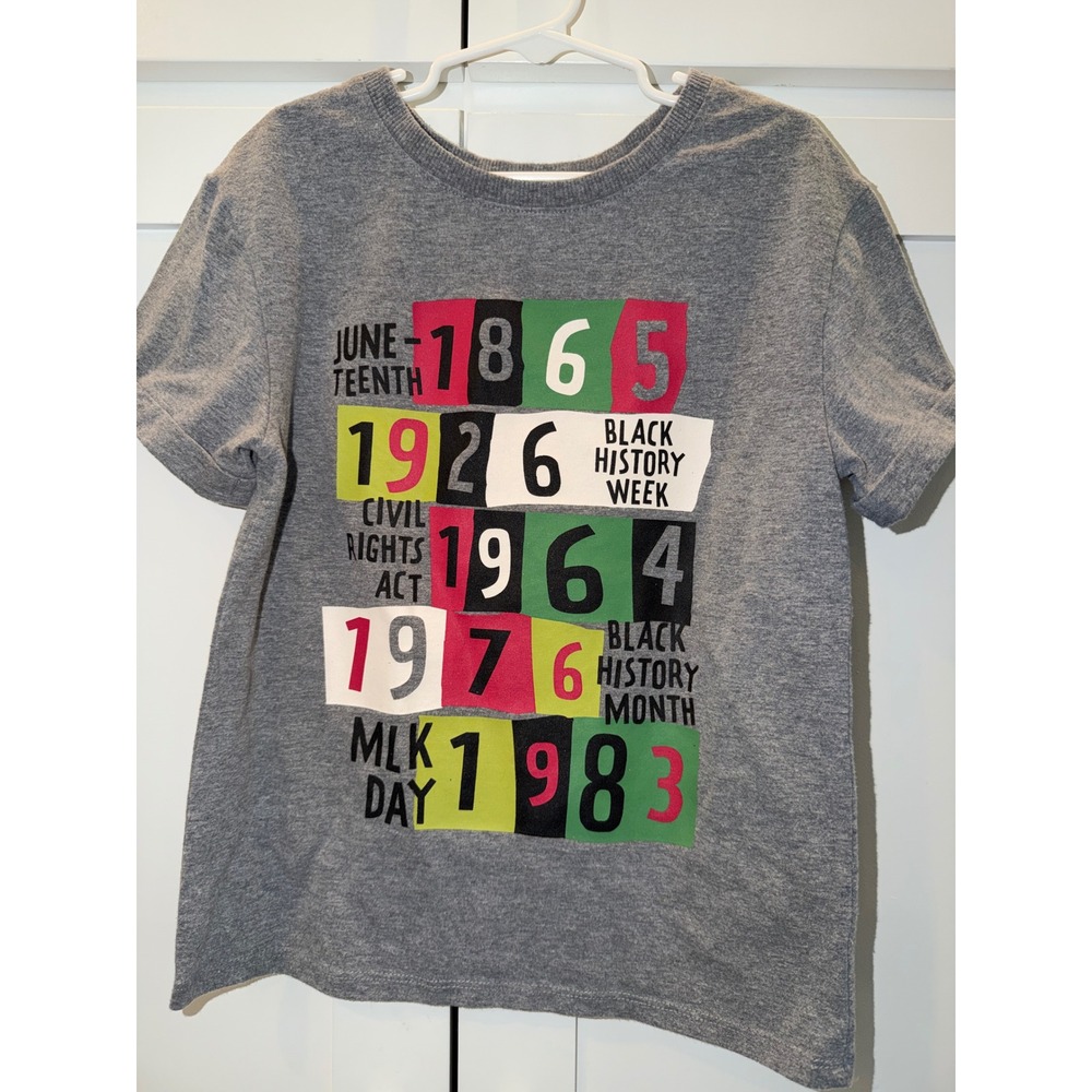 Target Black History Month Kids Gray Graphic T-Shirt Juneteenth MLK Day Size 6/7